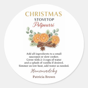 Homemade Christmas Stovetop Potpourri Sticker Labe