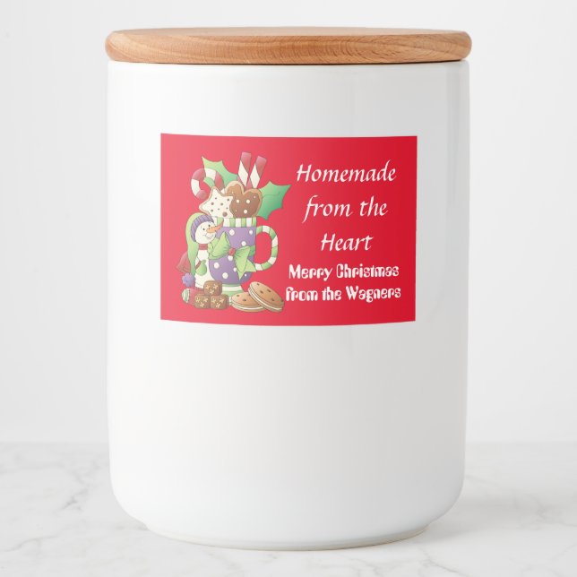 Homemade Christmas sweets snowman food label (Front)