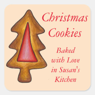 Homemade Christmas Tree Cookie Personalised Square Sticker