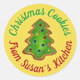Homemade Christmas Tree Cookies Personalised Classic Round Sticker