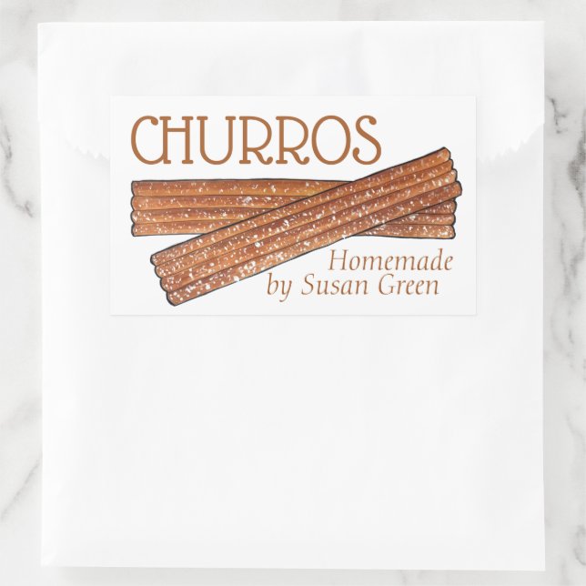 Homemade Churros Fried Churro Pastry Made By Rectangular Sticker (Bag)