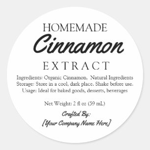 Homemade Cinnamon Extract Ingredients Crafted Classic Round Sticker