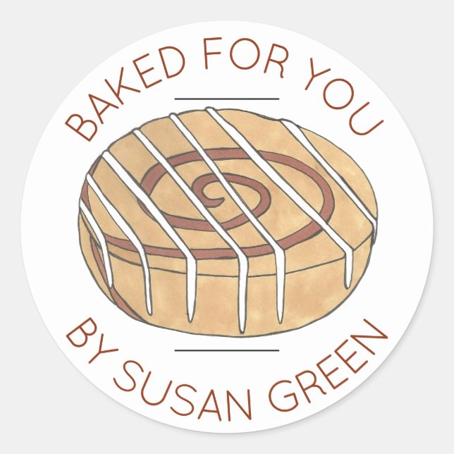 Homemade Cinnamon Rolls Buns Baked For You Made By Classic Round Sticker (Front)
