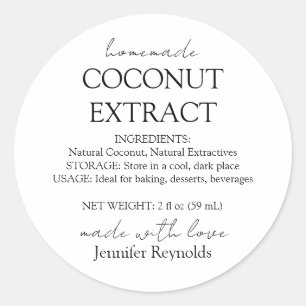 Homemade Coconut Extract Bottle Instructions Classic Round Sticker