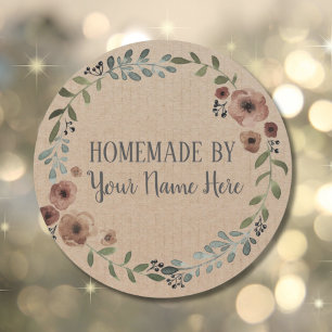Homemade Cookie Cake Vintage Craft Floral Wreath Classic Round Sticker