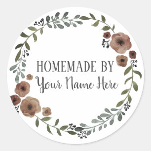 Homemade Cookie Cake Vintage Craft Floral Wreath Classic Round Sticker