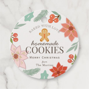 Homemade Cookies Floral Cream Holiday Favour Tags
