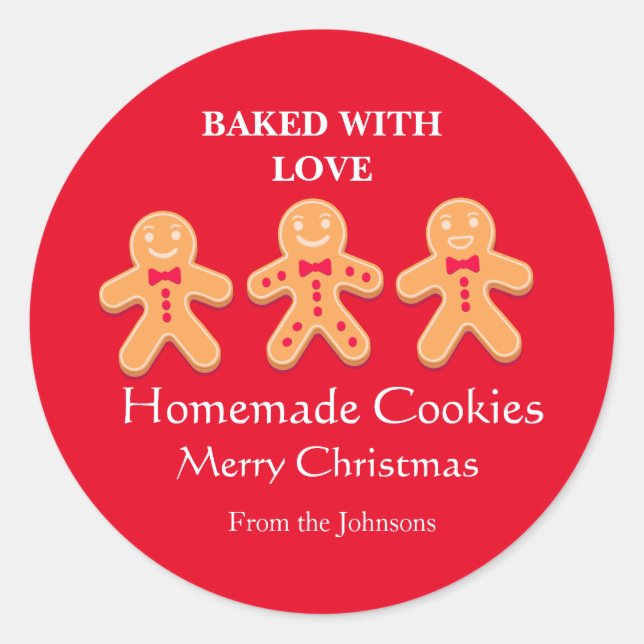 Homemade Cookies  funny  Gingerbread Men Holiday   Classic Round Sticker (Front)