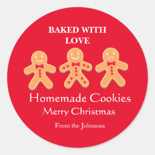 Homemade Cookies  funny  Gingerbread Men Holiday   Classic Round Sticker
