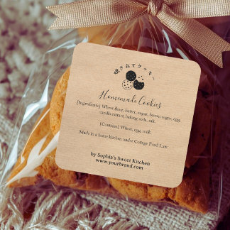 Homemade Cookies Kraft Minimalist Ingredient Square Sticker