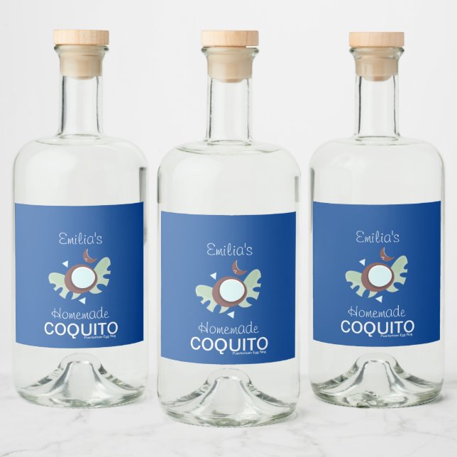 Homemade Coquito Recipe Business Branding Liquor Bottle Label (Bottles)