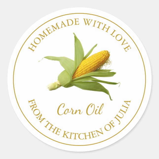 Homemade Corn Oil Label | White (Front)