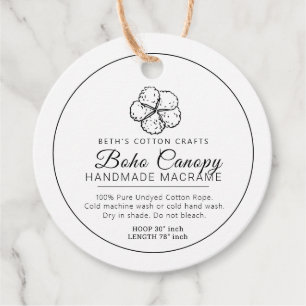 Homemade Cotton macrame canopy product barcode tag