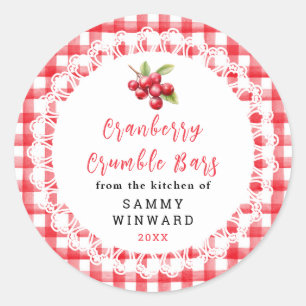 Homemade Cranberry Crumble Bars Label