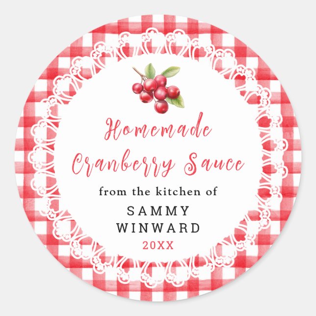 Homemade Cranberry Sauce Label (Front)