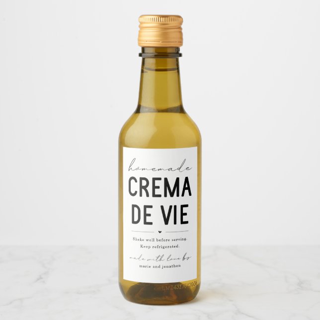 Homemade Crema de Vie Eggnog Bottle Label (Front)