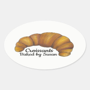 Homemade Croissants Baked By Personalised Pastry Oval Sticker
