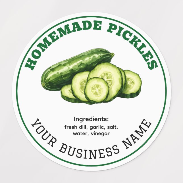 Homemade Cucumber Dill Pickles Product Label (Design 1)