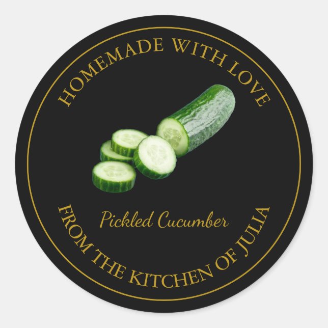 Homemade Cucumber Pickle Label | Black (Front)