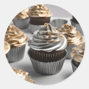 Homemade Cupcakes Gold Beige Round Sticker