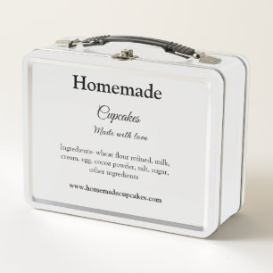 Homemade cupcakes made with love add text website metal lunch box