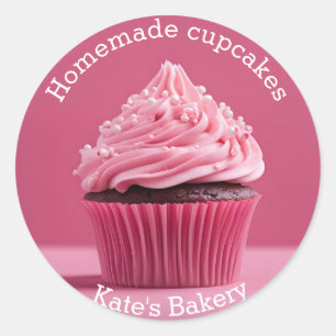 Homemade Cupcakes Paste Pink Round Sticker