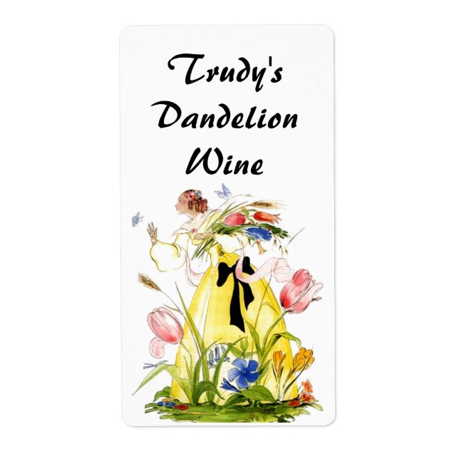 Homemade Dandelion Picking Wildflower Wine Labels (Front)