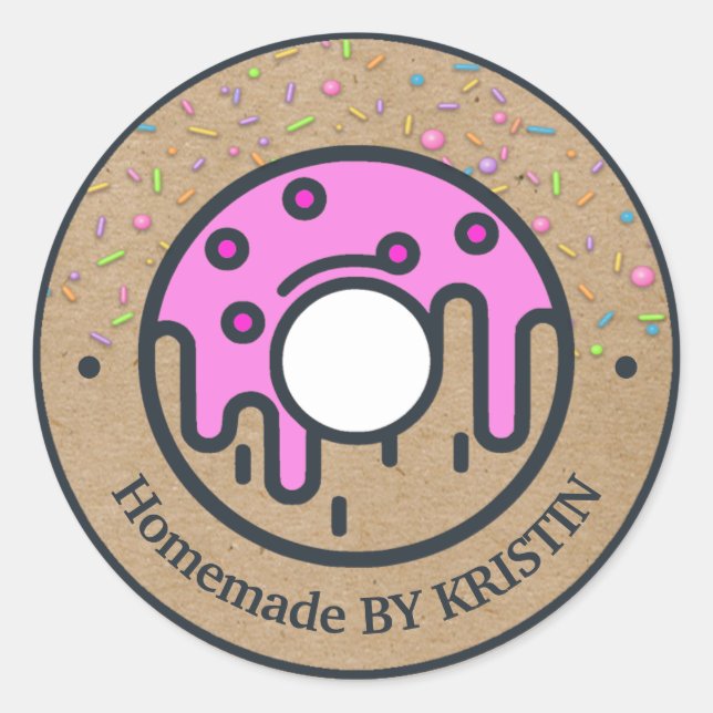Homemade Doughnut Craft Paper Classic Round Sticke Sticker (Front)