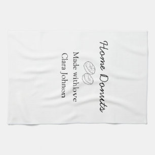 Homemade doughnuts bakery add your text name custo tea towel