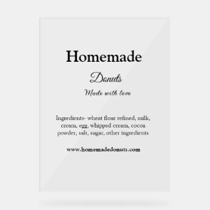 Homemade doughnuts made with love add text website acrylic sign