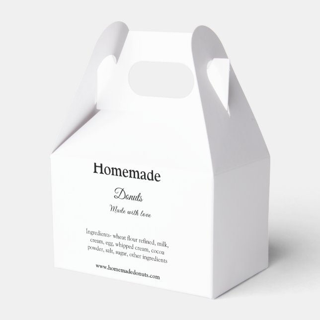 Homemade doughnuts made with love add text website favour box (Front Side)