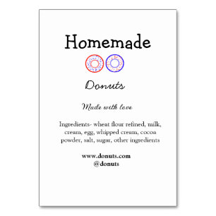 Homemade doughnuts made with love add text website table number