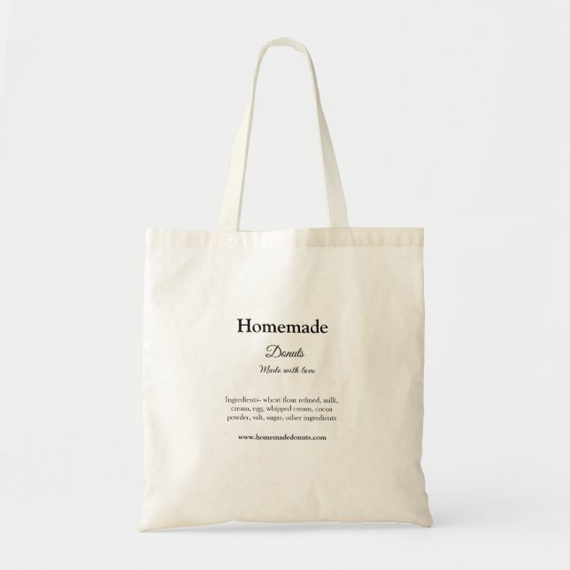 Homemade doughnuts made with love add text website tote bag (Front)