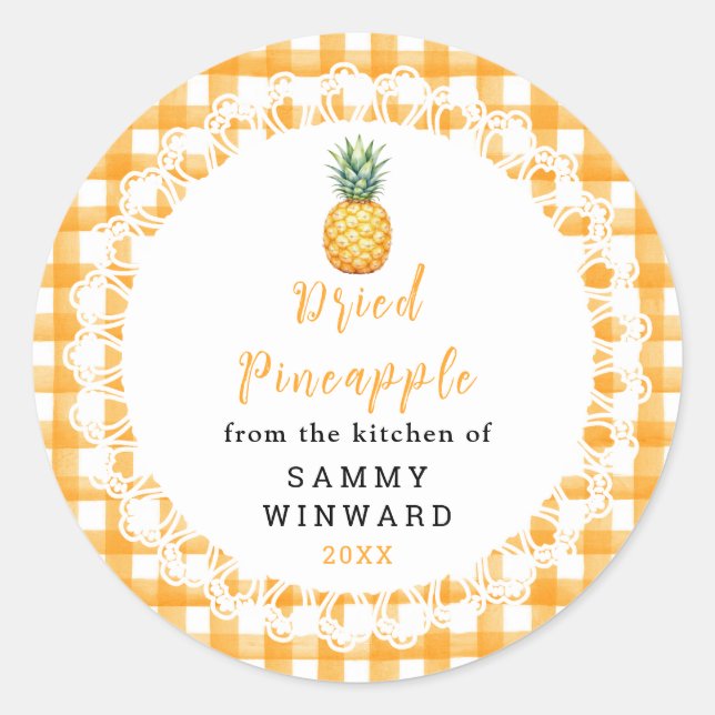 Homemade Dried Pineapple Snack Label (Front)