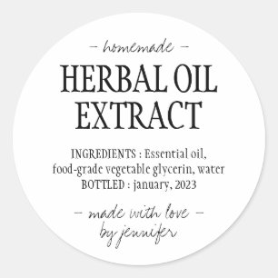 Homemade drink Cream white Herbal oil extract Classic Round Sticker