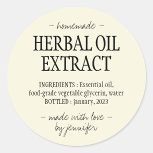 Homemade drink Cream yellow Herbal oil extract Classic Round Sticker