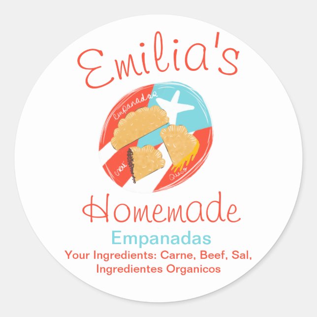 Homemade Empanadas Business Hand Drawn Logo Classic Round Sticker (Front)