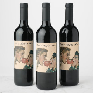 Homemade Eve's Apple Wine Retro style share bite Wine Label