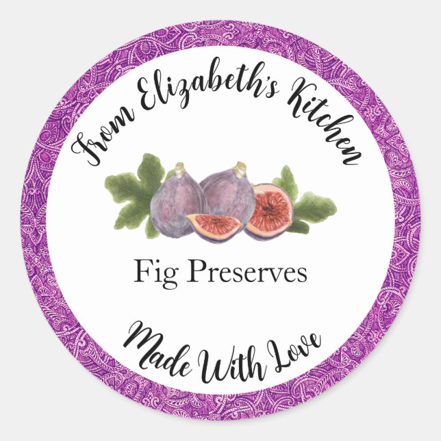 Homemade Fig Preserves Jar Label Create Your Own (Front)