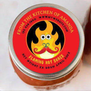 Homemade Flaming Custom Funny Hot Sauce Label 