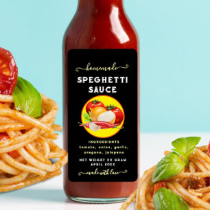 Homemade Flaming Custom Spaghetti Sauce Label