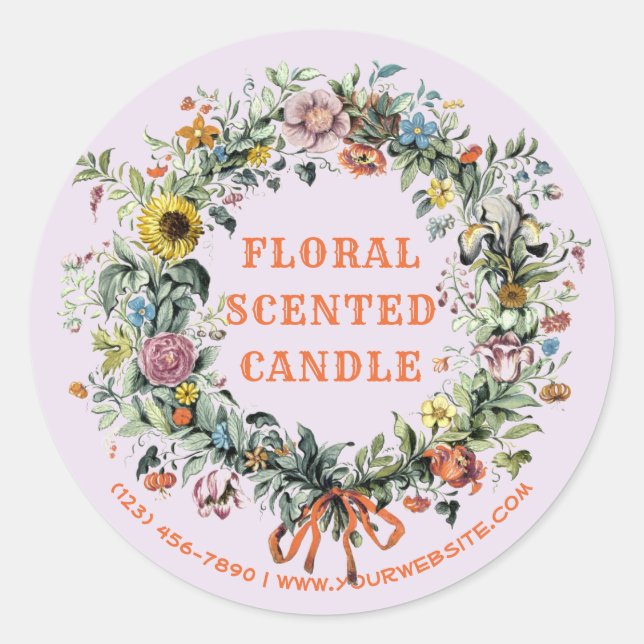 Homemade Floral Scented Candle Label Template (Front)