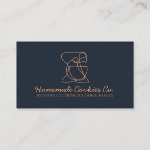 Homemade Food Bakery Cook Navy Apricot Simple Business Card