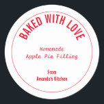 Homemade Food Christmas Custom Gift Party Favour Classic Round Sticker<br><div class="desc">Designed with custom texts which you can edit and customise as you wish! Great to be used as your own food labels or you can use them to label gifts or party favours for friends and family!</div>