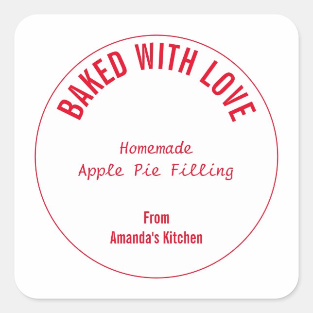 Homemade Food Christmas Custom Gift Party Favour Square Sticker (Front)