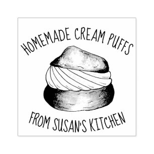 Homemade Food Cream Puffs Pastry Chef Personalised Rubber Stamp