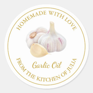 Homemade Garlic Oil Label   White