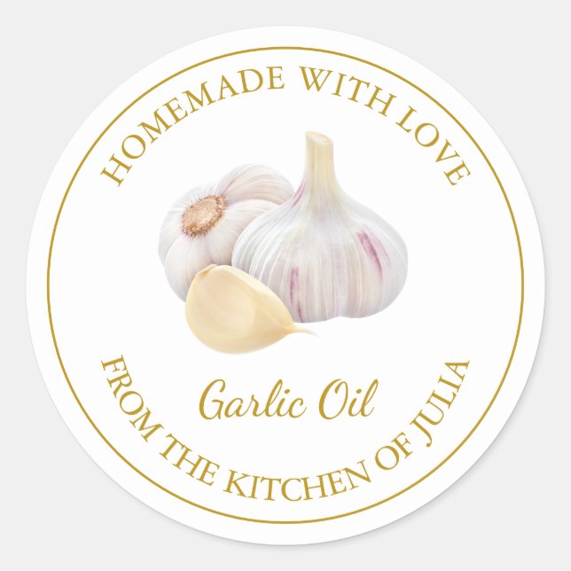 Homemade Garlic Oil Label | White (Front)