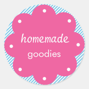 Homemade Goodies With Scalloped Edge Circle Classic Round Sticker
