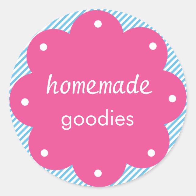 Homemade Goodies With Scalloped Edge Circle Classic Round Sticker (Front)